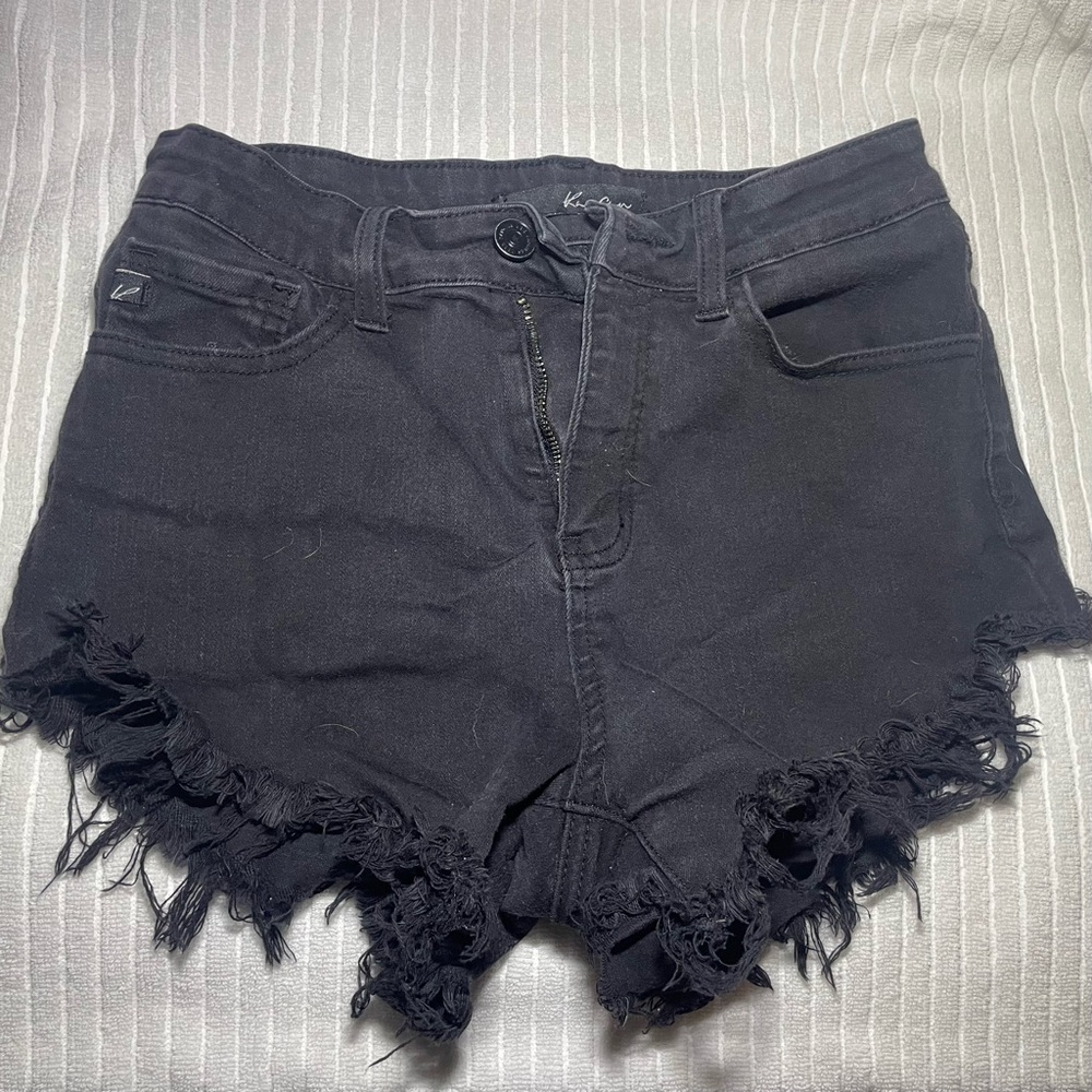 Kancan black distressed denim shorts/ Jorts